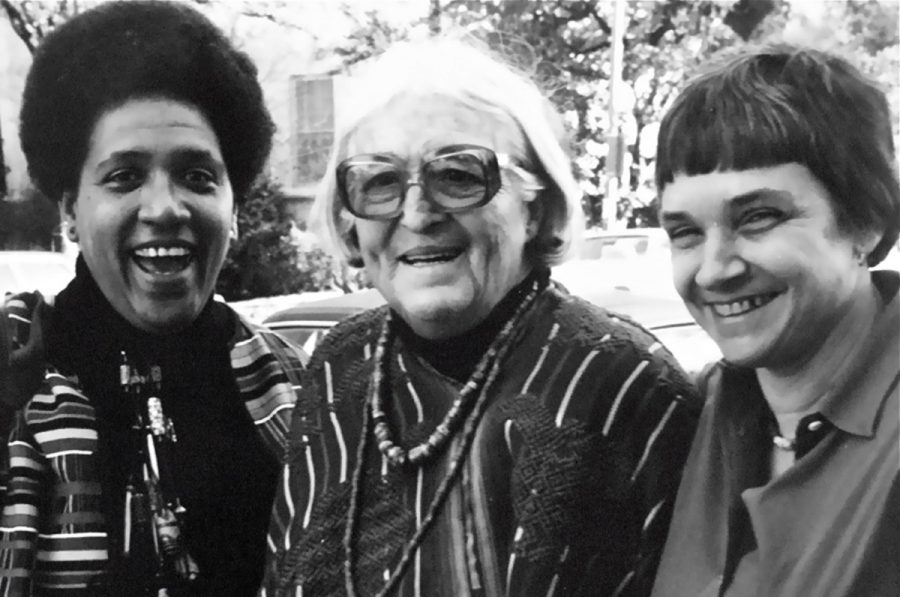 POWER OF THE PEN. Audre Lorde, left, is pictured with fellow writers Meridel Lesueur and Adrienne Rich at a 1980 writing workshop in Austin, Texas. Lorde began writing poetry when she was 12 or 13 years old. Lorde attended Hunter College and Columbia University, after which she worked as a librarian for several years before publishing “First Cities.” She had two children with a man whom she married and later divorced. Lorde described herself as a “black, lesbian, mother, warrior poet.” 