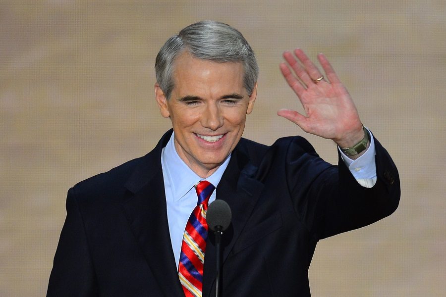 A TAXING JOB. Sen. Rob Portman speaks at the 2012 Republican National Convention in Tampa, Florida. In support of the recently-passed tax reform bill for which he voted, Portman attended President Donald Trump’s pro-tax-bill speech at the Sheffer Corporation on Mon., Feb. 5. This was Portman’s first appearance with the President, owing to their turbulent history. 