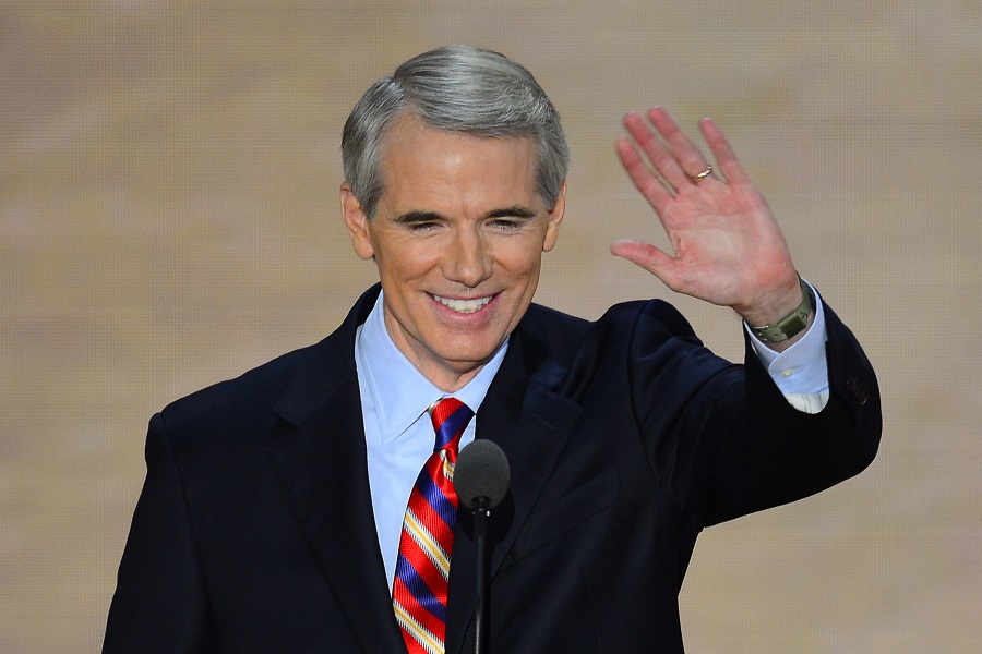A TAXING JOB. Sen. Rob Portman speaks at the 2012 Republican National Convention in Tampa, Florida. In support of the recently-passed tax reform bill for which he voted, Portman attended President Donald Trump’s pro-tax-bill speech at the Sheffer Corporation on Mon., Feb. 5. This was Portman’s first appearance with the President, owing to their turbulent history.