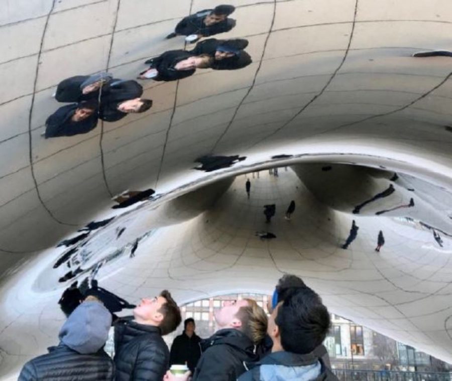 BEAN THERE, DONE THAT Boys on the trip marvel at the enormity of the famed Millenium Park Bean before attending the conference later that day. For many of the club’s five seniors, it was their final opportunity to do Model UN as a high school student. “Chicago was a nice break from school, and I was able to get a unique educational experience. I formed connections with lots of people and also got to check out the city,” said Nikhil Sekar, 12.