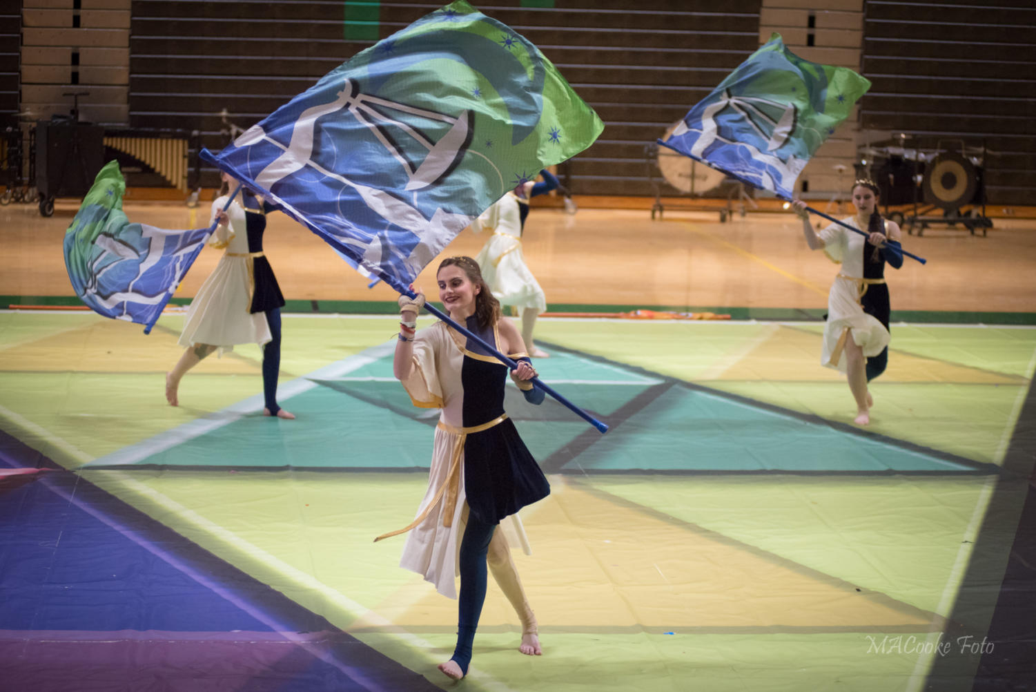 Winter guard, winter drumline holds community performance