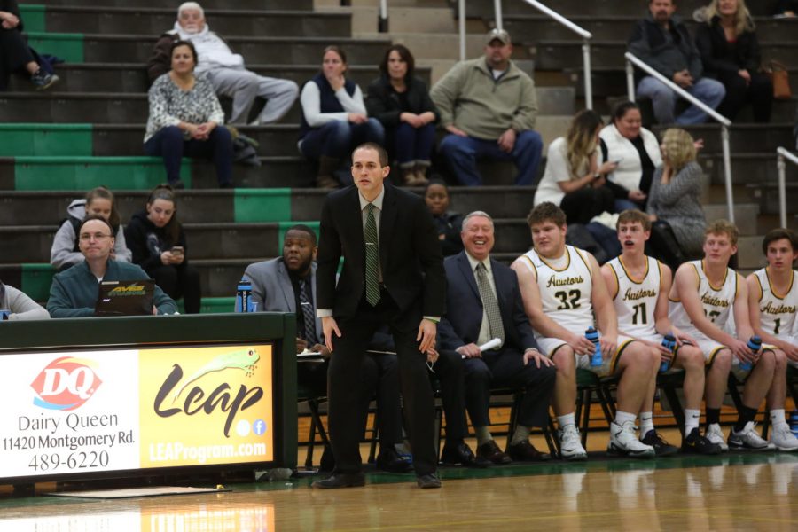 COACH. In Mr. Andrew Ovington’s first year as head coach, the team has made an impressive playofff run. After defeating Edgewood on Feb. 27, the team faces Princeton High School. 
Ovington is also a history teacher who has helped coach the past few years. Photo courtesy of McDaniels Photography.