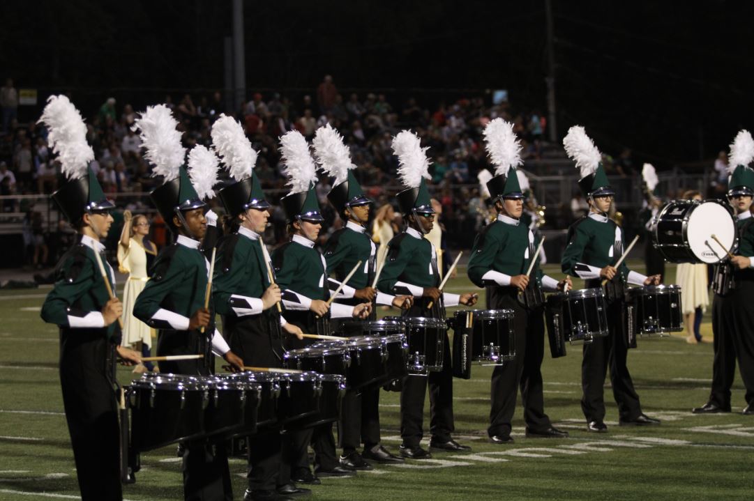 EXCITEMENT. The marching band starts to prepare for the upcoming season. On Tues., Apr. 3, the group held an open house where they introduced the show’s theme as well as gave students a chance to meet other students. The ensemble is working towards having more people sign up this year than last time, allowing for new opportunities.