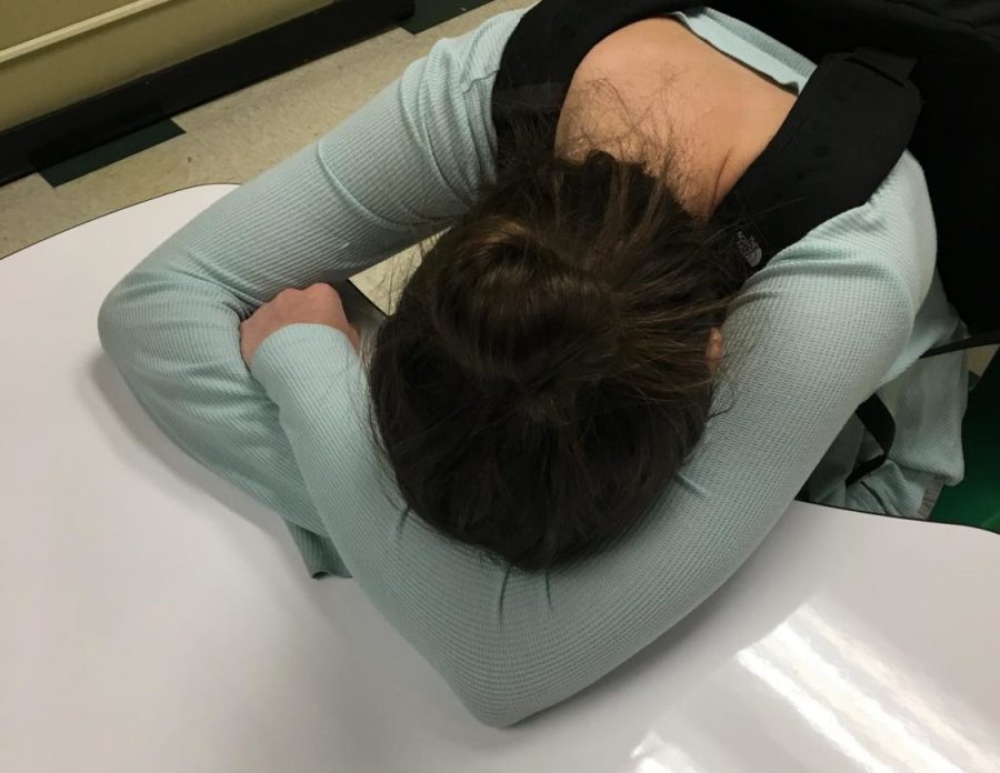 SLEEP IS NOT THE ANSWER. It is hard to not sleep during school and class. But it is time to finish off the year strong. “This has probably been the hardest quarter yet,” said Brecka Banner, 12. 