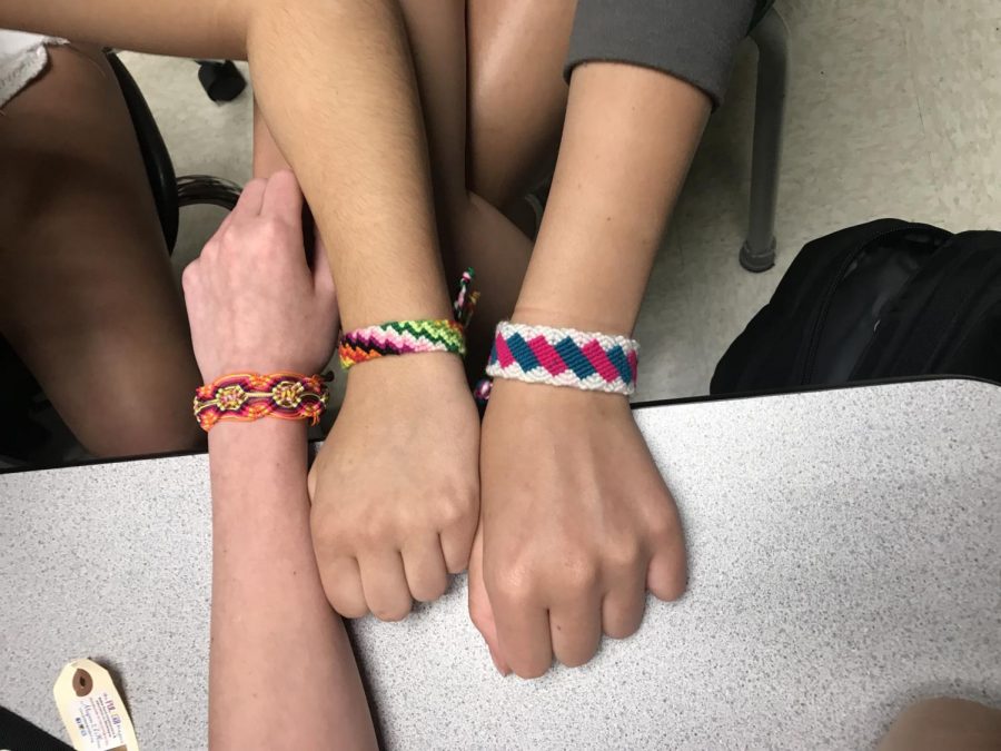 PULSERA BRACELET. These bracelets have been for sale in the commons during lunch, $5 each. All the money goes to people who made the bracelets in Nicaragua. 