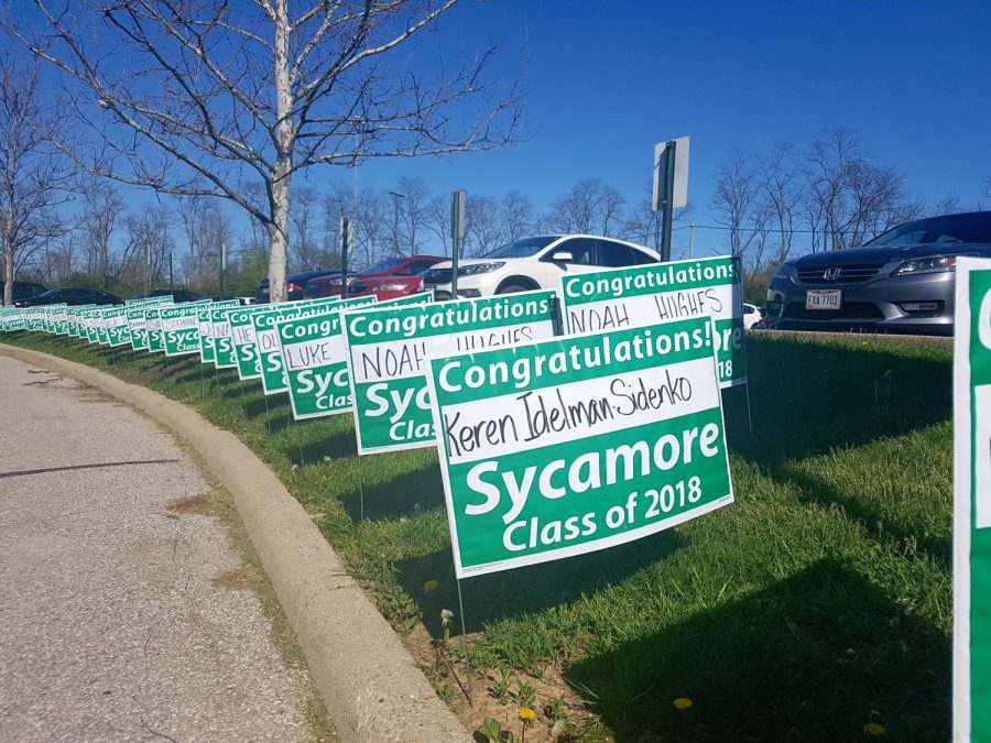 FINAL COUNTDOWN. Every year, the senior class gets yard signs with their names on them. They are currently displayed in the senior parking lot, greeting the class of 2018 back from Senior Skip Day. At the end of this week on Launch Day (May 4), seniors will be wearing gear announcing which colleges they will attend next school year. 
