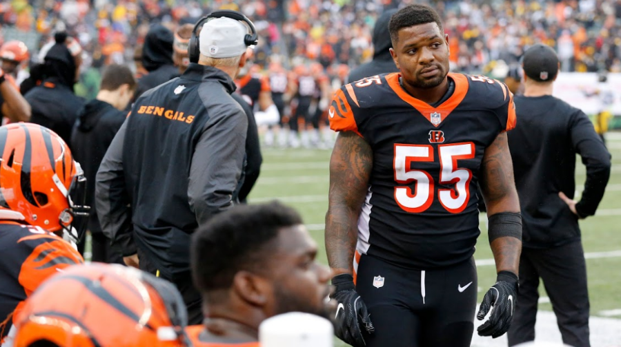 BAM. Cincinnati Bengals Linebacker Vontaze Burfict looks at a dejected bench following a crushing defeat to bitter arch rival Pittsburgh Steelers. Banged up Bengals cannot linger on the loss to long with having to face the American Football Conferences (AFC’S) best team, the Chiefs. Coach Marvin Lewis says, “We’ll be fine. We’ll be ready to go.