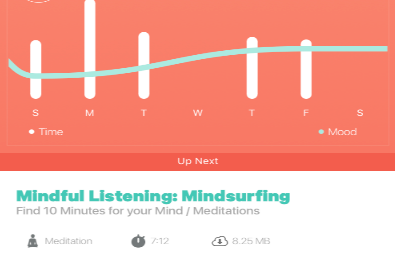 INTERACTIVE. This is what the app Smiling Mind looks like.  The app suggests mindfulness programs for you to try and tracks your progress. You can also use the app to track how you feel before and after meditating.