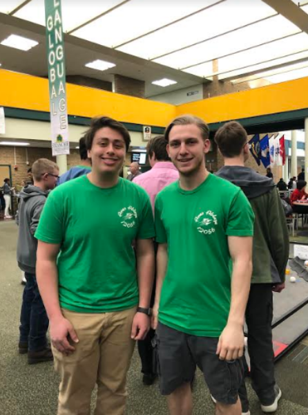 The Aves Ablaze Robotics Team previewed what will be going on during their competition during lunch by bringing the robot arena into the commons and maneuvered the robot around. 