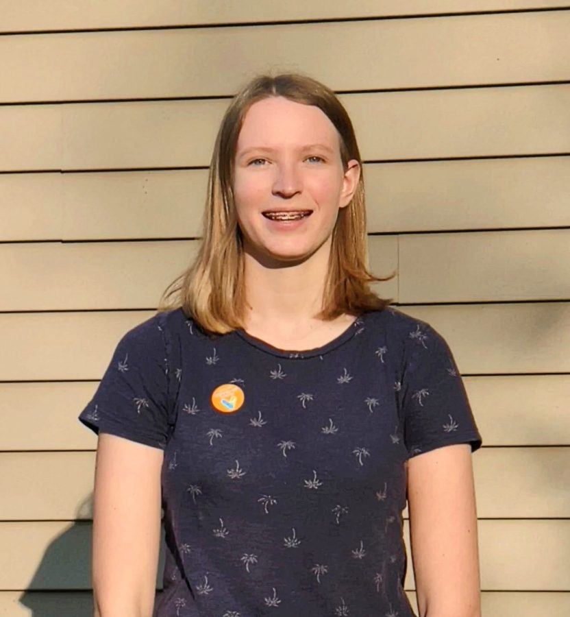 Sophomore Kendra McPherson sporting an orange “I got my COVID-19 vaccine!” sticker after receiving her first dose of the Pfizer-BioNTech vaccine. “It is exciting to be on my way to being fully vaccinated! I am the youngest person in my family so lots of our summer plans revolved around when I would be fully vaccinated, so it is a relief to get my shot sooner than expected. As people continue to get vaccinated it will be nice to see a little bit of a return to normalcy,” McPherson said.