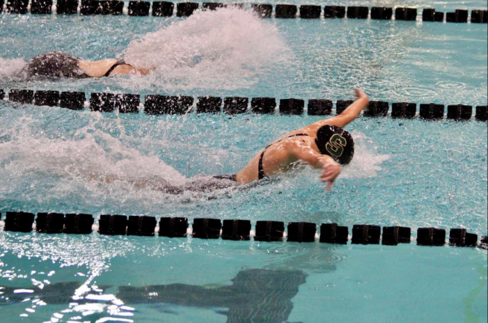 Eleanor Hardy, 11, does butterfly strokes during swim practice. 